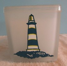 Vintage Candle Holder, 3 1/2&quot; Tea Light Glass Lighthouse Candle - £11.51 GBP