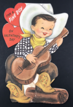 VTG 1956 Hallmark Singing Cowboy For A Fine Boy Valentine Greeting Card - £7.45 GBP