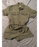 Universal Thread Utility Romper Olive Green Belted Short Sleeve Button S... - €12,43 EUR