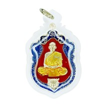 Lp Phat Famous Monk Enamel Talisman Thai Amulet Magic Pendant Transparent Case - £15.17 GBP