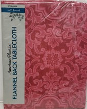 Flannel Back Vinyl Printed Tablecloth 60&quot; ROUND (4-6 ppl) FLOWERS ON BUR... - $14.84