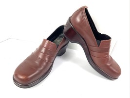 Dansko Clogs Women 42 / 11.5M Aubrey Shoes Brown Leather Pleated Wedge L... - $27.54