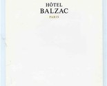 Hotel Balzac Room Service Menu Paris France Pierre Gagnaire 3 Michelin S... - £37.42 GBP