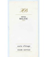 Hotel Balzac Room Service Menu Paris France Pierre Gagnaire 3 Michelin S... - £37.38 GBP