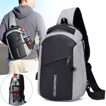 Men Women Shoulder Bag Sling Crossbody Chest Outdoor Travel USB Port Backpack  - £19.17 GBP
