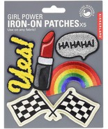 New Kikkerland Girl Power Patch Iron Set of 5 Lipstick Yes Rainbow Hahah... - £10.38 GBP