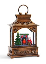 Christmas Scene Water Lantern with Santa by Fireplace 9.84" High Glitter Snow