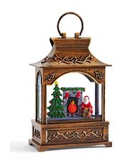 Christmas Scene Water Lantern with Santa by Fireplace 9.84&quot; High Glitter... - £50.48 GBP