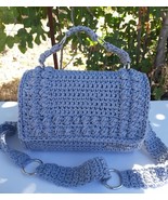 New crossbody bag with wooden sides and gray cotton thread - $130.00