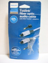 Philips 6&#39; Elite Toslink Digital Fiber Optic Cable Black High-Fidelity Sound - £7.45 GBP