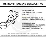 1996 LT4 5.7L Corvette Retrofit Engine Service Tag Belt Routing Diagram ... - $14.95