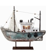 Wood Sailboat Decor with LED Light Nautical Decoration 9.33”H Vintage sa... - $30.84