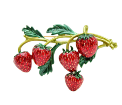 Strawberry brooch vintage look gold plated suit coat broach celebrity pin ggg58 - £17.06 GBP