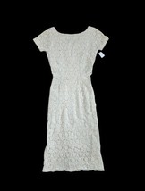 Vintage 50-60s Cream Beige Floral Lace Wiggle Cocktail wedding Dress W24&quot; - $64.35