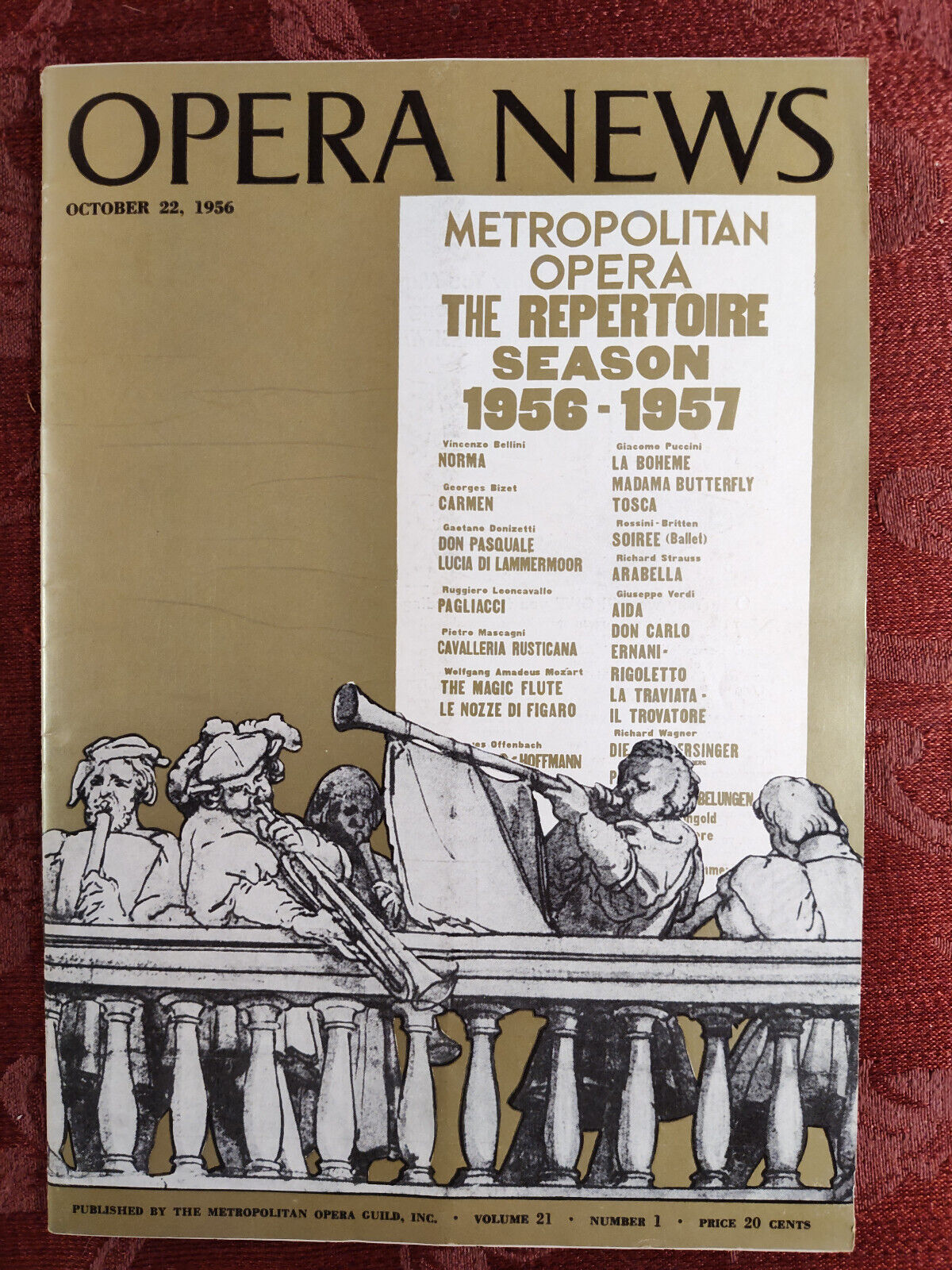 Rare METROPOLITAN OPERA NEWS Magazine October 22 1956 71st Season - $14.40