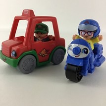 Fisher Price Little People Playset Pizza Delivery Truck Blue Motorcycle Figures  - £25.65 GBP