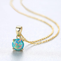 S925 Silver Necklace Women&#39;s Inlaid Opal Opal Pendant Simple Cross Chain Neck Fa - £11.19 GBP