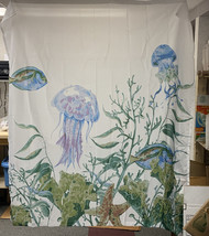 Ocean Jellyfish Seaweed Shower Curtain Ocean  72”x72” Polyester 12 Hooks - £8.34 GBP