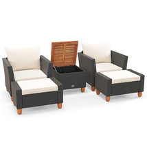 5 Pieces Patio Furniture Set with Loveseat and Armchairs for Porch-White - Color - $8,529.37 MXN