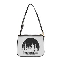 Personalized Wanderlust Shoulder Bag: Black and White Adventure Print - $31.93