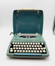 Sears Tutor Portable Typewriter W/ Plastic Case 1960s Teal Blue England - £70.76 GBP