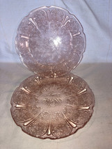 Two Pink Cherry Blossom 7 Inch Salad Plates Depression Glass Mint - $19.99