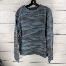 PrAna Wool Blend Snowbound Sweater Tonal Blue Camo Pattern Size X-Large NWT - £36.85 GBP