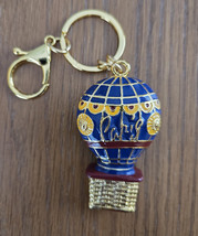 Hot Air Balloon 3D Bag Charm Clip Keychain Paris in Script NWOT Goldtone - $12.86