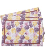 Set of 4 Same Fabric Cotton Placemats(13&quot;x19) PAINTED FLOWERS, FLORAL DE... - $17.81