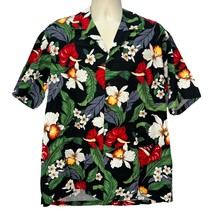 Vintage Aloha Republic Mens Hawaiian Button Down Shirt Short Sleeve Black XL  - £19.36 GBP