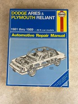 Dodge Aries &amp; Plymouth Reliant  1981 thru 1989 Haynes Repair Manual - £8.47 GBP