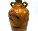 Vintage Iridescente Smaltato Vaso Arte Ceramica Firmato Arancione Oro Ro... - $43.30