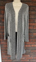 Open Cardigan Small Long Sleeve Sweater Black White Striped Knit Jacket Caution - £6.00 GBP