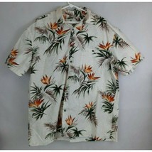 Island Shores Men&#39;s Hawaiian Casual Shirt With Floral Palm Leaves Design XL - £12.90 GBP