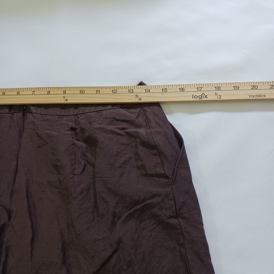 Talbots Skirt Women's Size 8 Brown Linen Silk Blend Back Zip Lined & Slit Item image 10