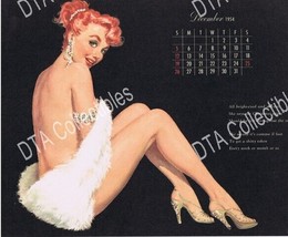 VINTAGE CALENDAR PIN-UP COLOR PRINT-CHIRIATA-DECEMBER VG - $33.95
