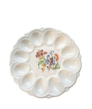Vtg Deviled Egg Plate Platter Easter Floral Ceramic E&amp;R American Artware  9.25&quot; - £13.11 GBP