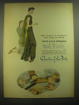 1945 Charles of the Ritz Face Powder Ad - finest in fashions are made by hand - $18.49