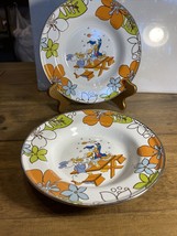 Disney Store Graniteware Summer Time BBQ Donald Daisy Duck Soup/Cereal Bowls - £14.57 GBP