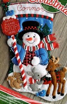 DIY Bucilla Santa Stop Here Snowman Deer Bunny Christmas Felt Stocking Kit 86707 - £27.14 GBP