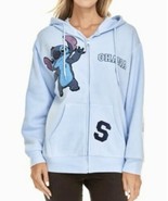 Disney Stitch Ohana  Women’s Blue Full Zip Sweatshirt Hoodie~Chenille Pa... - £38.53 GBP
