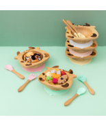 Eco-Friendly Bamboo Bear Dinner Plate Set with Silicone Spoon - Dining f... - $32.00