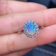 6*8MM Natural Opal Rings for Women Anniversary Gift Genuine Colorful Gemstones F - £36.71 GBP