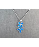 Womens Sterling Silver Blue Opal Daisy Flower Pendant Necklace 4.8g E6891 - $1,098.19 MXN