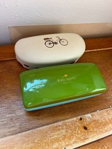 Lot of Kate Spade Green &amp; Aqua &amp; Cream w Pink Polka Dots &amp; Bicycle Eye Glass Cas - £7.58 GBP