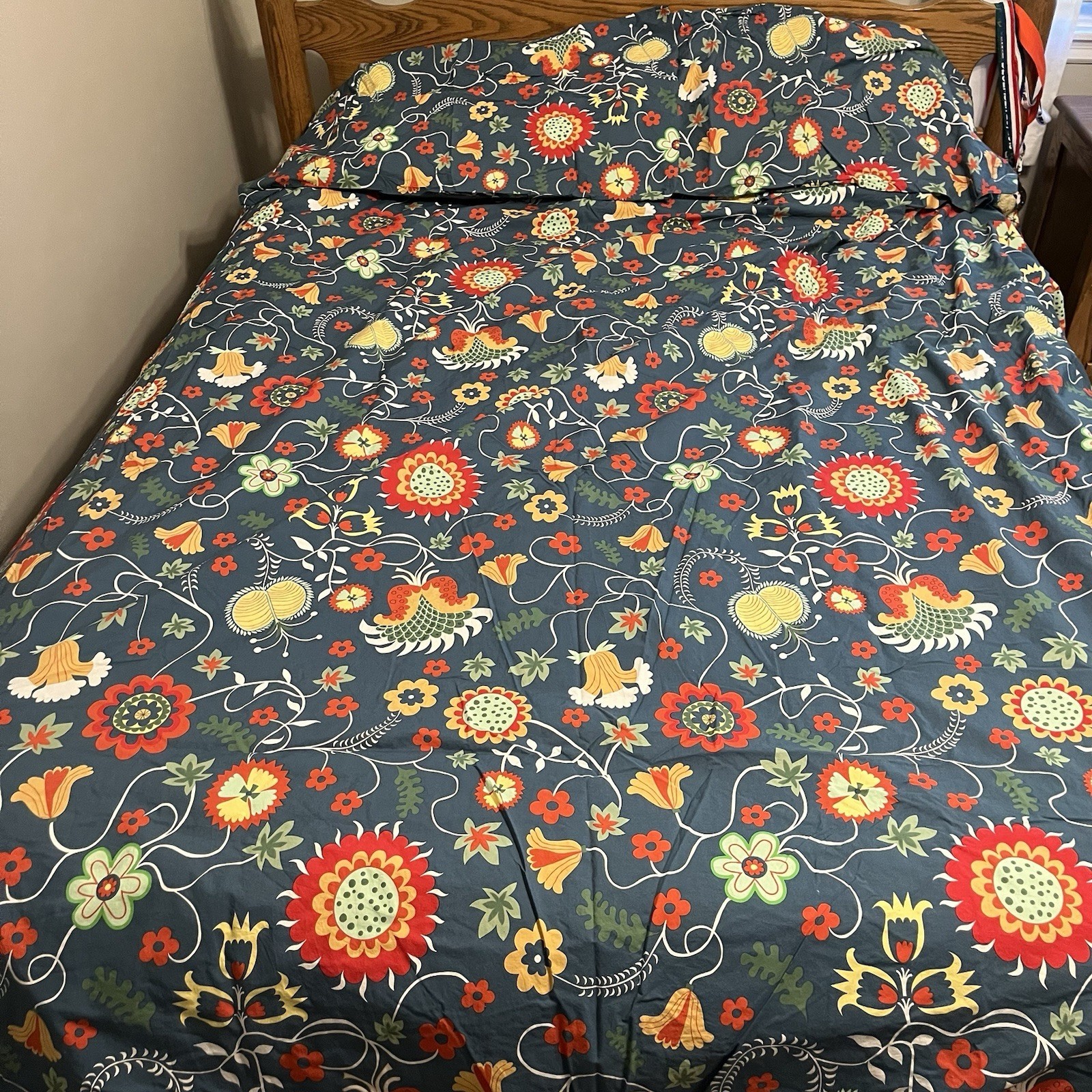 Vintage IKEA ROSENRIPS Reversible Queen Duvet cover + 2 standard shams Item image 2