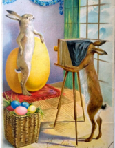 Easter Postcard Fantasy Bunny Rabbit Photographer Camera Model Painted Eggs Tuck - £14.30 GBP