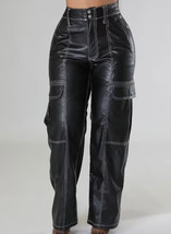 Schwarze Damen-Cargohose aus Lammleder, maßgeschneidert, Größe 0, 2, 4, ... - £97.33 GBP