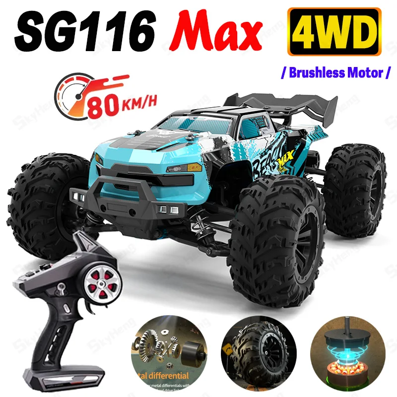 Zll SG116 Max Rc Car Brushless 4WD Rc Car 80KM/H Professional Racing Car 2.4G - £139.75 GBP+