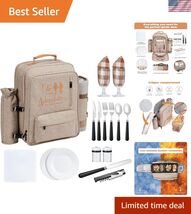 Couple Gifts Picnic Basket, 24L Insulated Picnic Backpack for 2, Light B... - $113.83